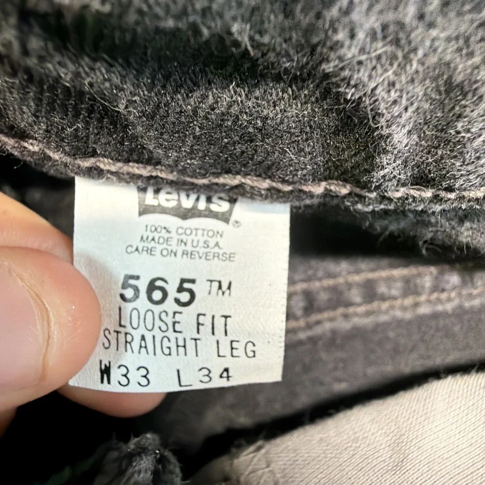 Vintage Levis 565 Made In USA 33x34 Black Grunge Baggy Skate